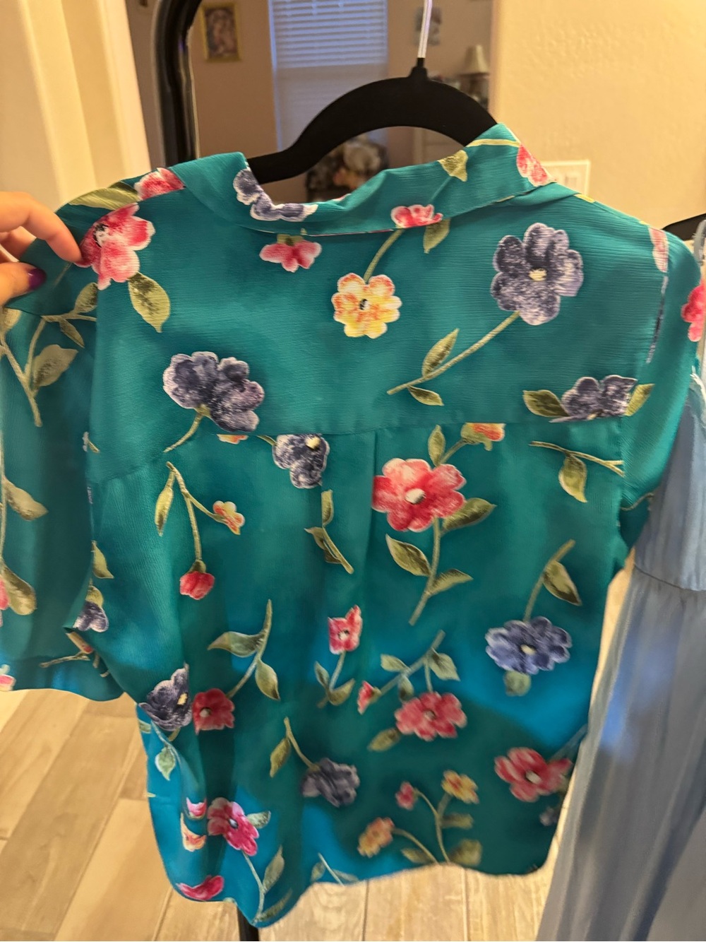 Alfred Dunner Petite size 10 Teal Floral Short-Sleeve Dress